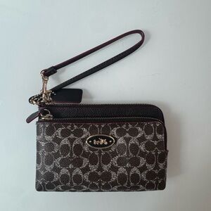Coach Signature Brown and Black Wristlet